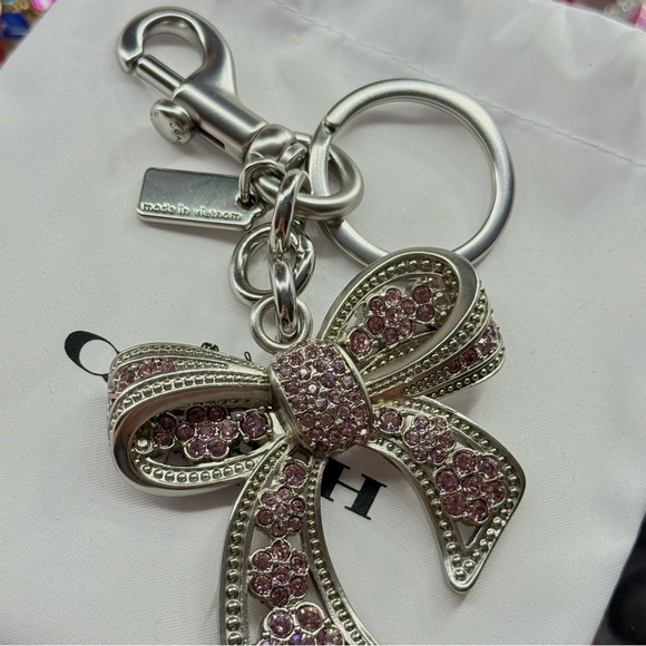 Coach Silver and Pink Bow Keychain - Picture 4 of 4